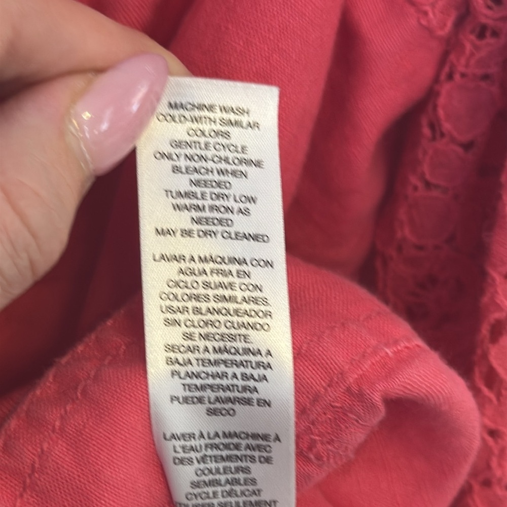 Chico's Coral Jean Jacket with Long Sleeves and Relaxed Fit - Picture 9 of 9